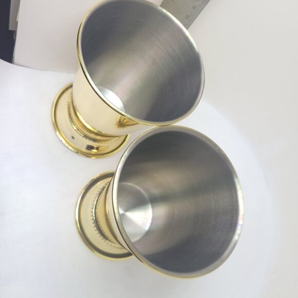 Two Mint Julep Cups Stainless Steel and Gold Tone Elegant Retro High Stability - Picture 5 of 10